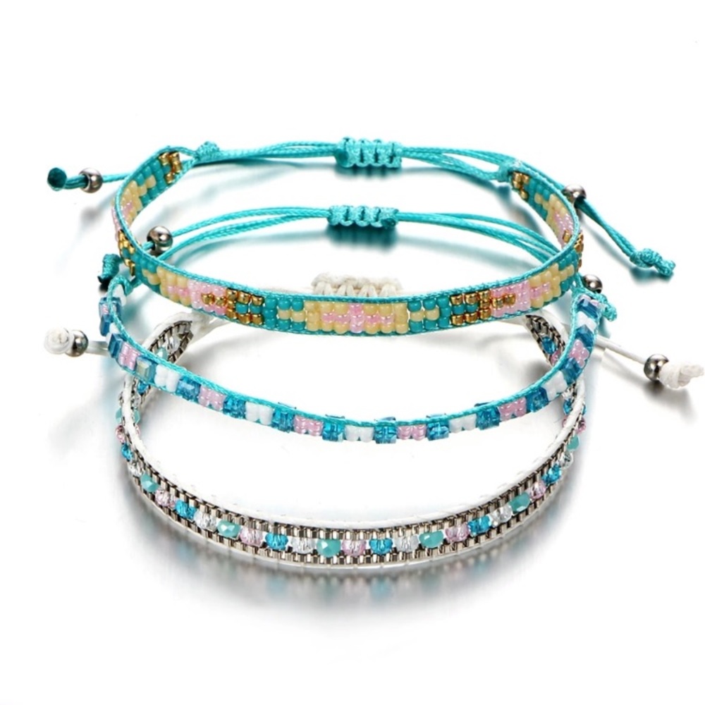 Bohemian Beads Rope Bracelets Set of 3 - Picture 2 of 6